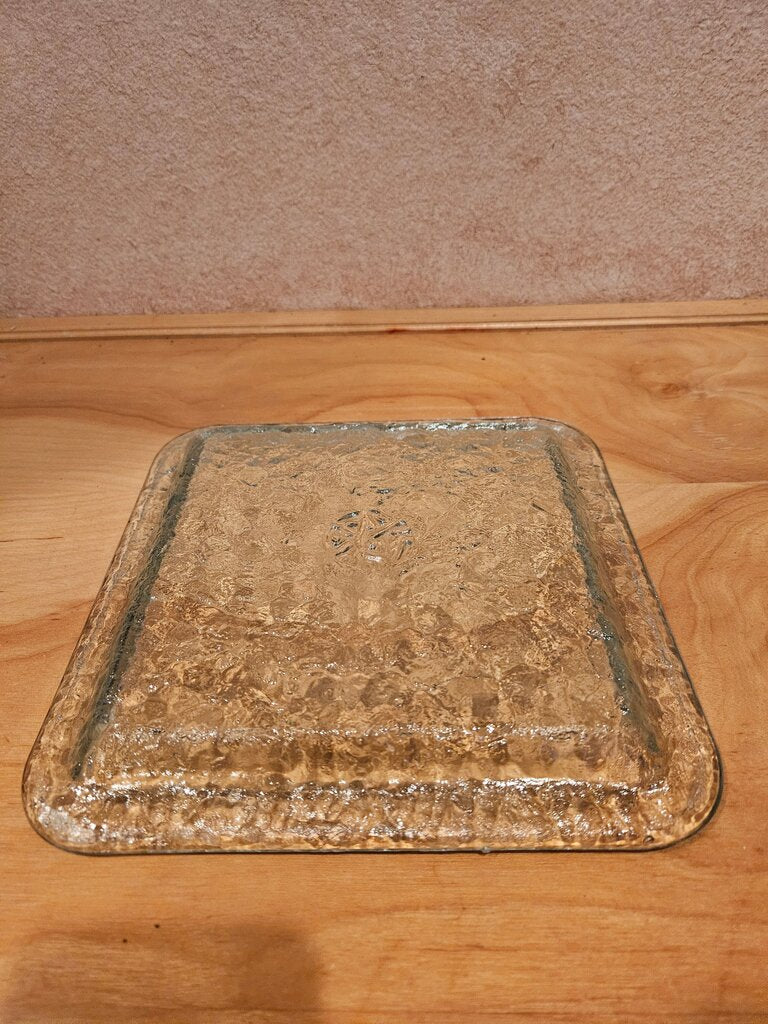 Clear Textured ice water wave Glass Serving Tray table decor candle holder