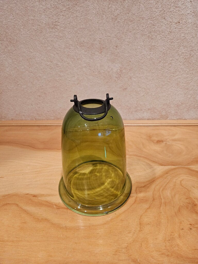 Amazing Green Glass Cloche with Black Handle candle holder/table decor