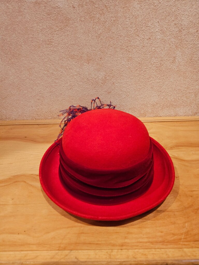 Red Feathered Bowler Hat