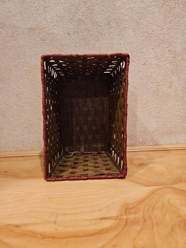 Woven Storage Basket with Red Trim