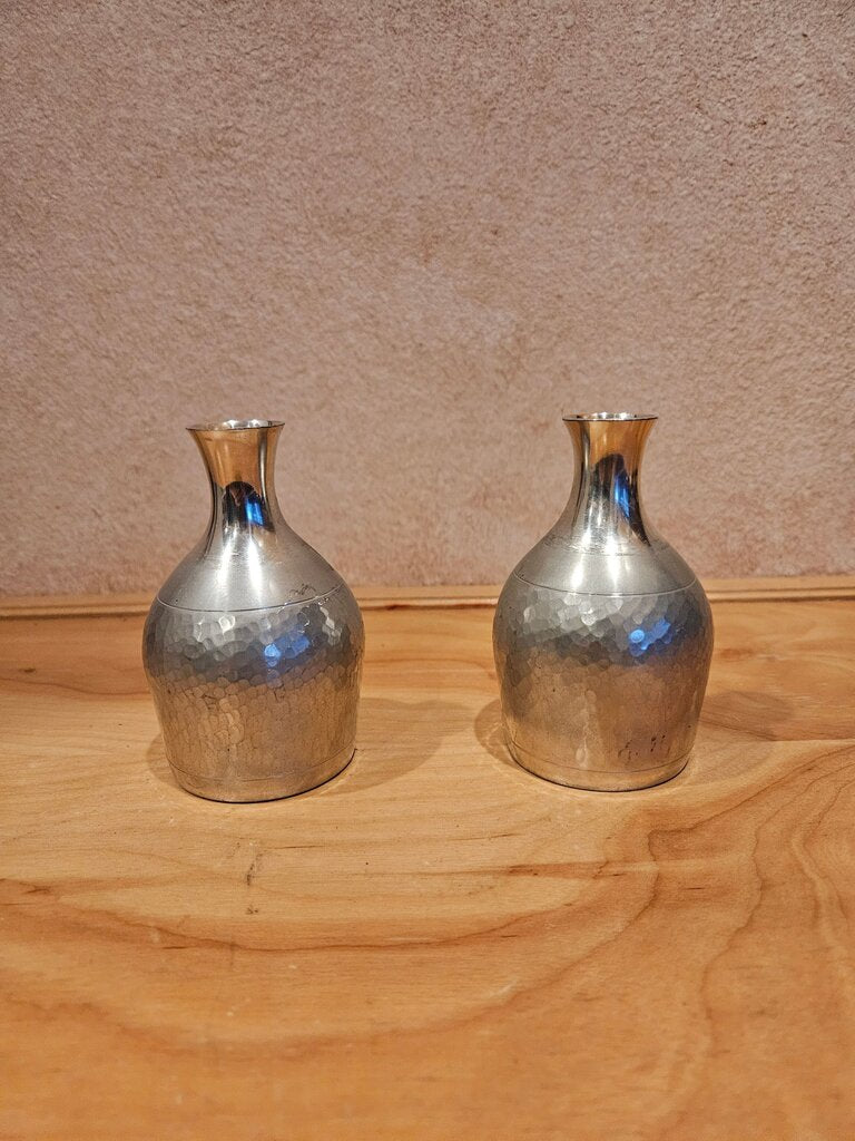 Elegant Silver Hammered Vases