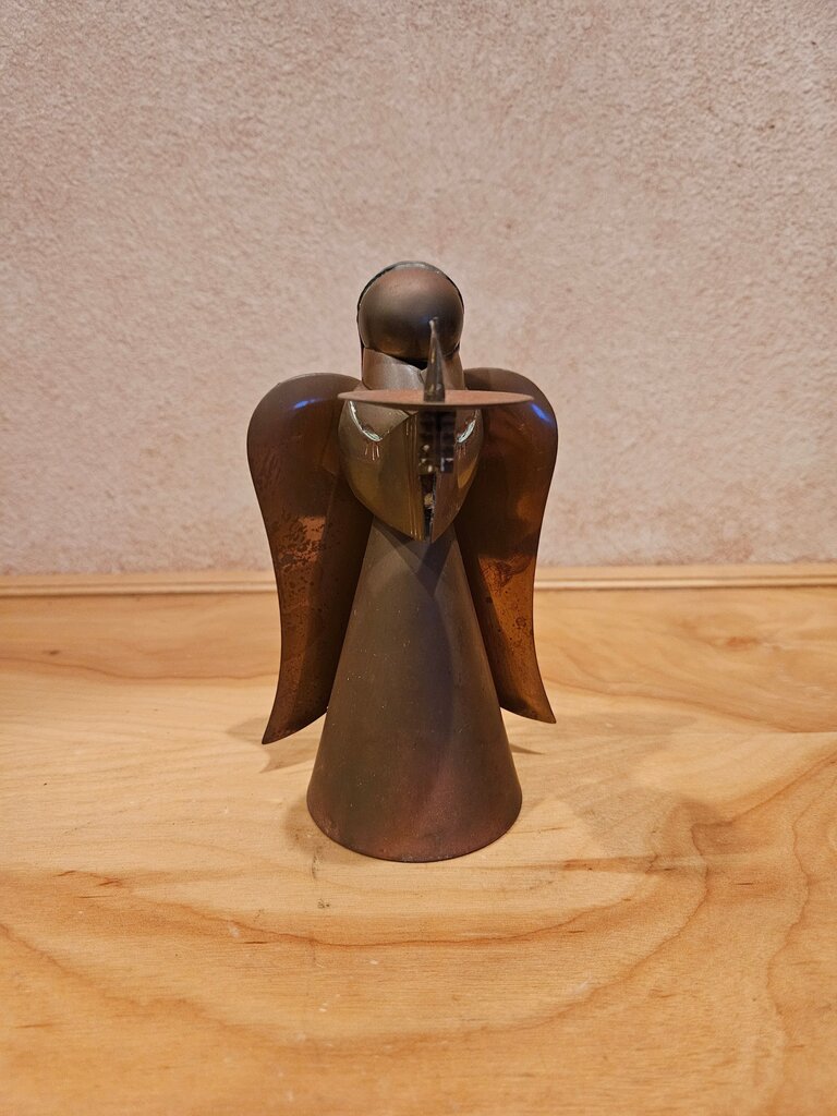 Vintage Brass Copper Angel Holiday Candle Holder