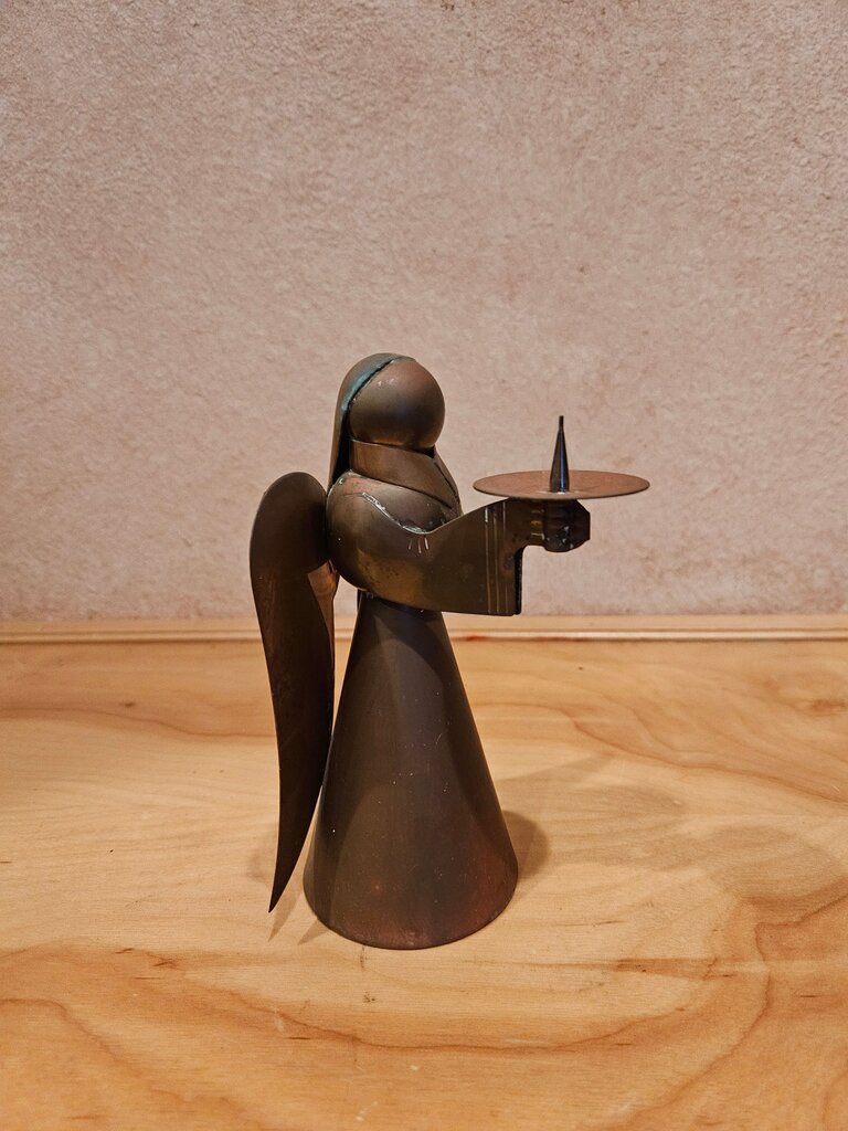 Vintage Brass Copper Angel Holiday Candle Holder