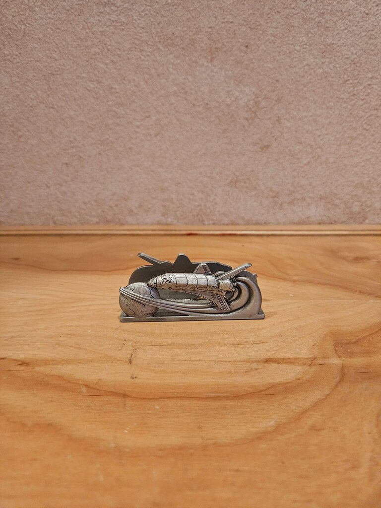 Vintage Space themed Metal business card holder/ Paperweight/book container