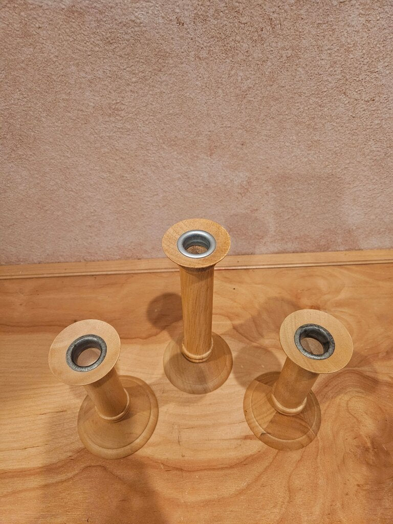Vintage Trio Winsome light Wood Candle Holders