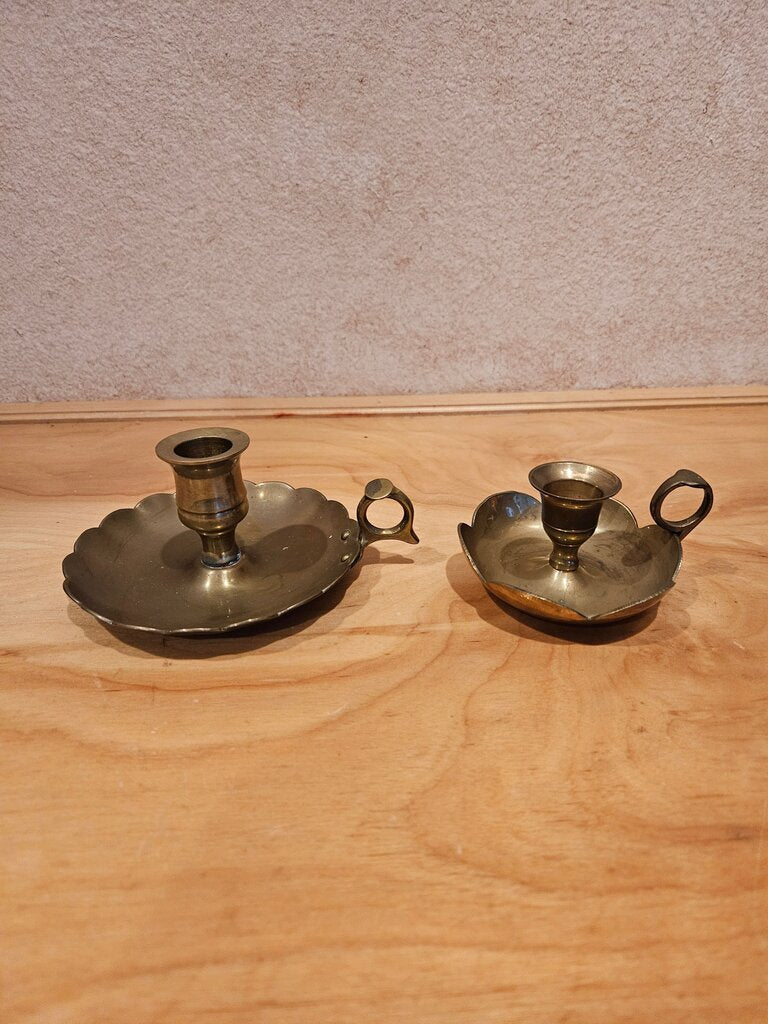 Vintage Brass Candle Holders with handles