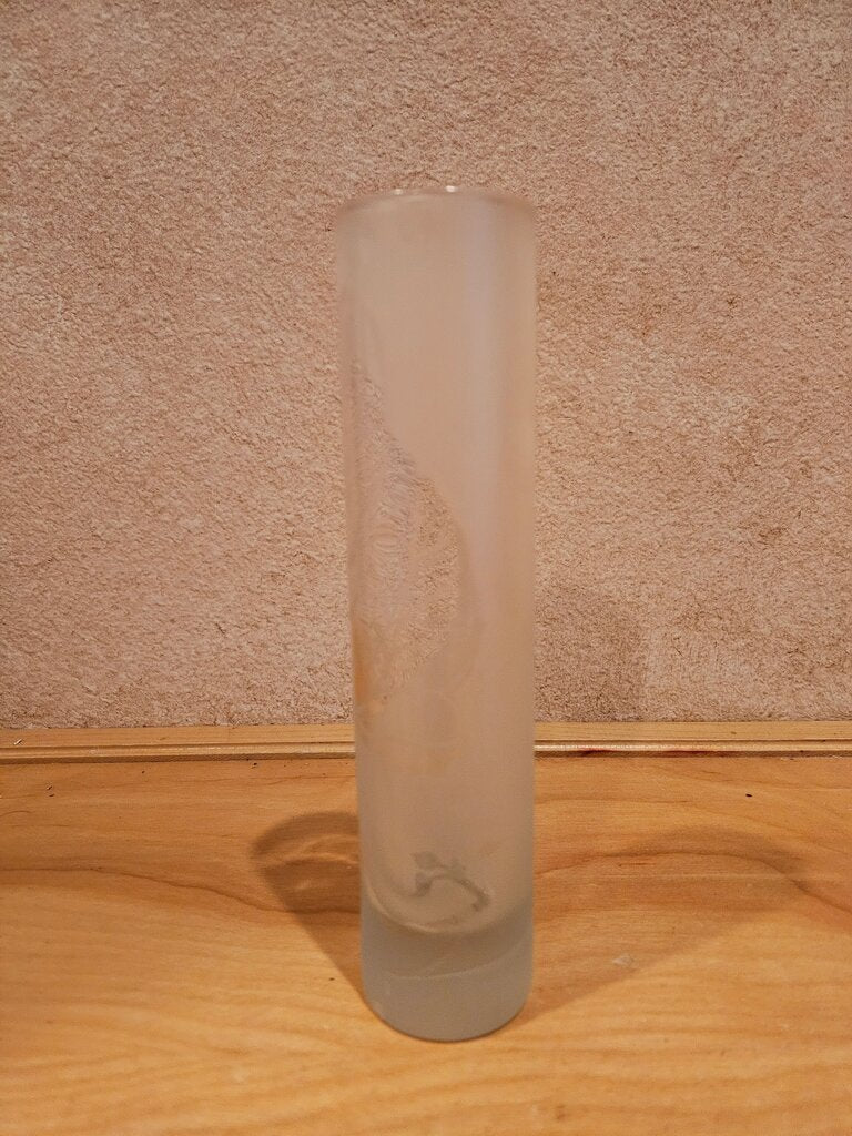 Portmeirion Seasons leaves etched Frosted Glass Vase with Leaf Design