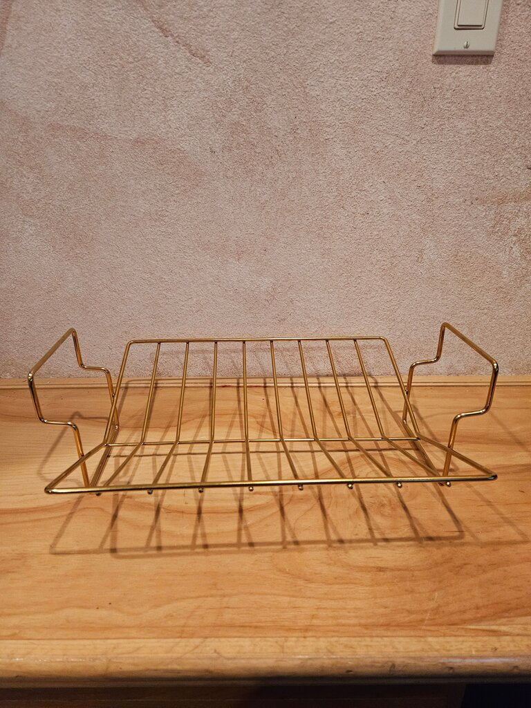 Mid Century Brass Wire Magazine Rack / Firewood Holder /Metal Cooling Rack