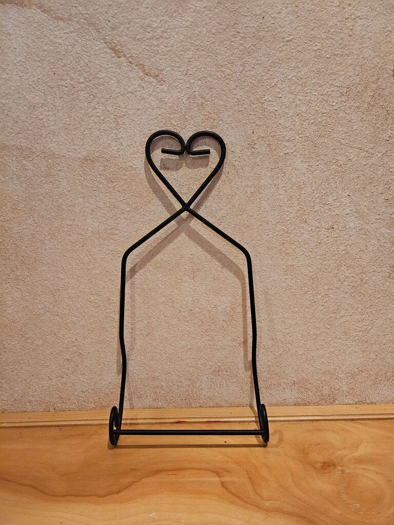 Black Metal Heart Plate Rack Holder/ book stand Farmhouse CottageCore