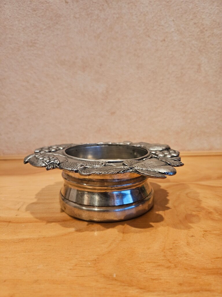 Antique french wine bottle holder Mid- 1900's made of pewter wine coaster cork holder