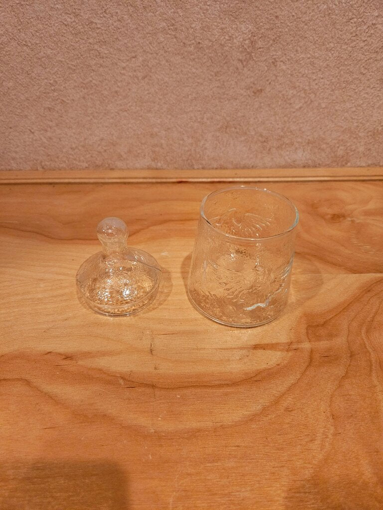 Vintage Glass Container with Lid apothecary jar with eagle
