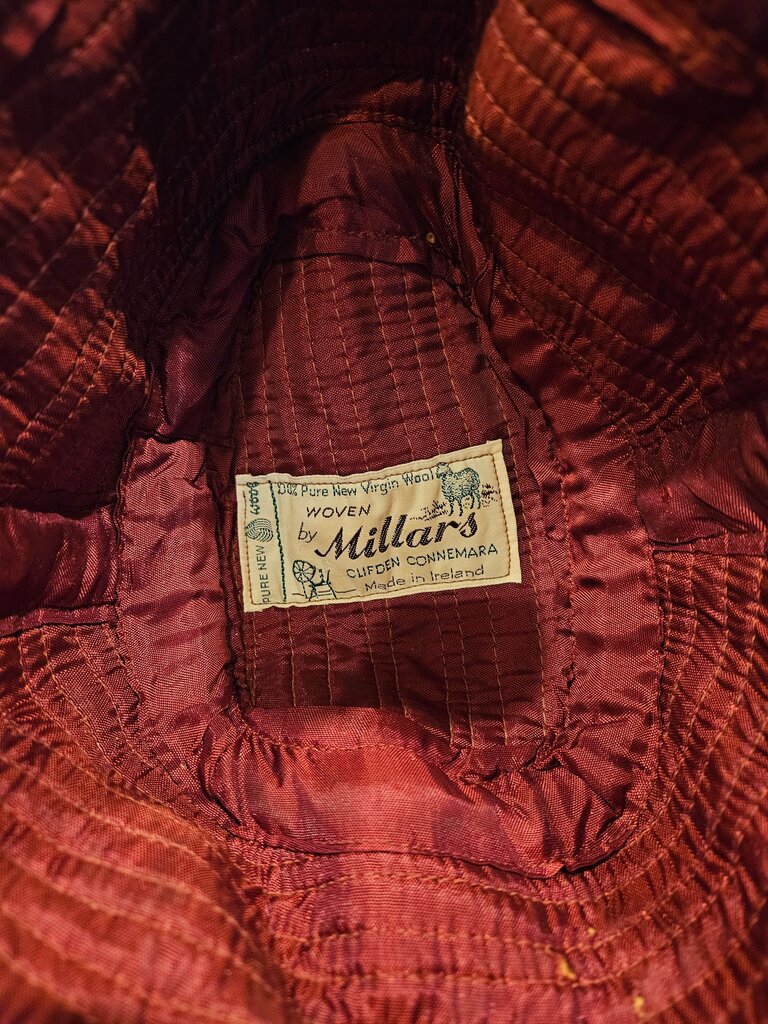 Vintage Millars Clifden Connemara Ireland Made 100% Wool Woven Tweed Bucket Hat Country Gentleman traveler crushable fedora cap