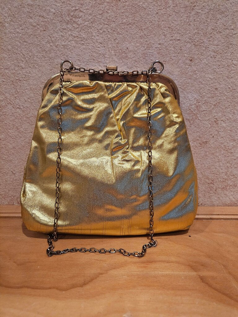 Vintage Gold Chain Handbag evening bag Purse with clasp