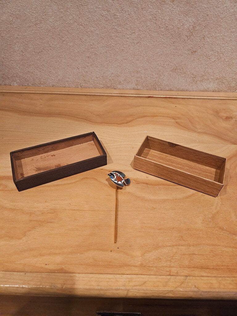 Vintage Fish Brooch with Wooden Boxes