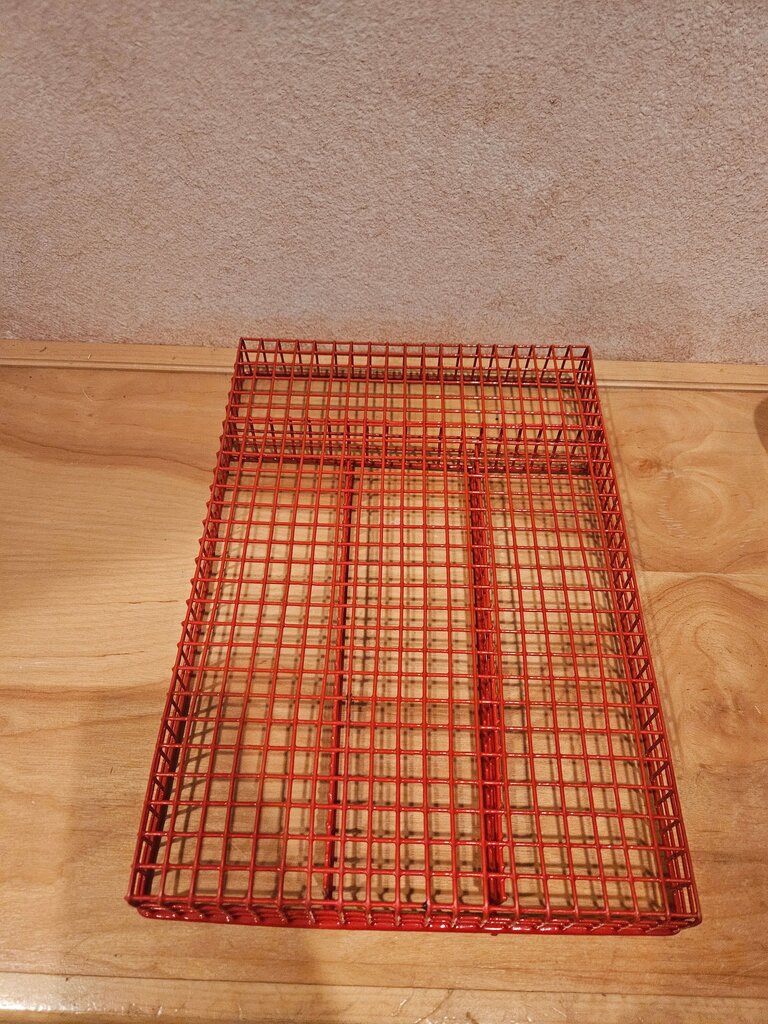 Postmodern Red Wire Cutlery Tray/Desk Drawer Organizer Basket, 1980s