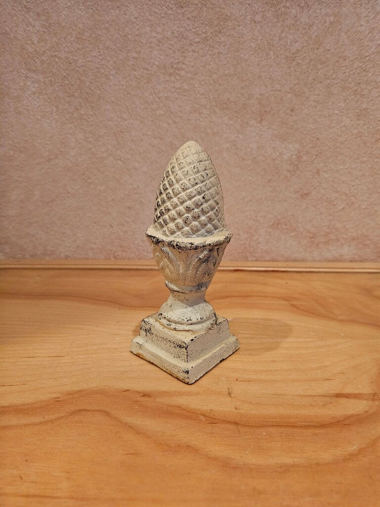 Cast Iron Finial, Vintage Pine Cone Pedestal Style Paperweight shelf decor