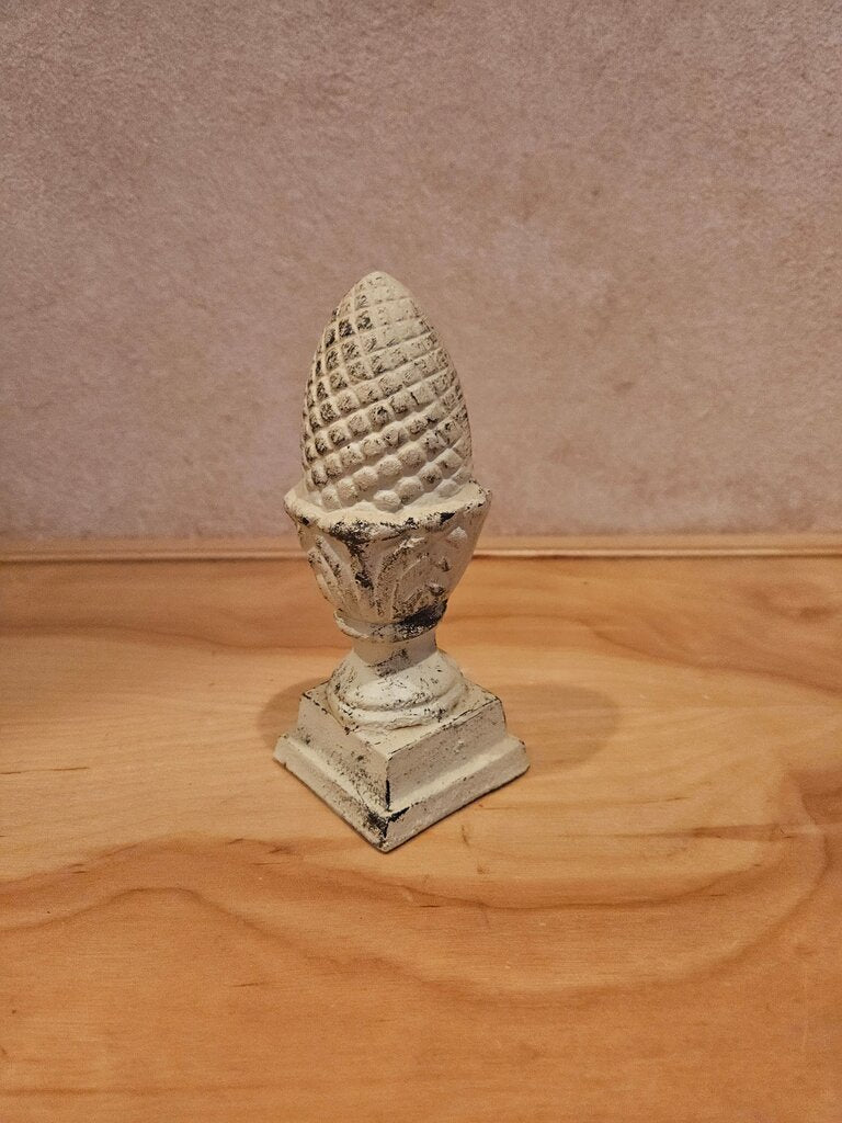 Cast Iron Finial, Vintage Pine Cone Pedestal Style Paperweight shelf decor