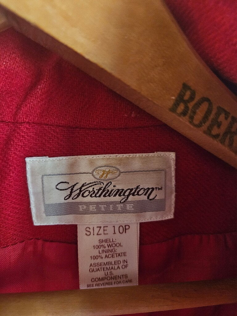 Vintage Worthington Red Wool Blend Blazer Petit 10P