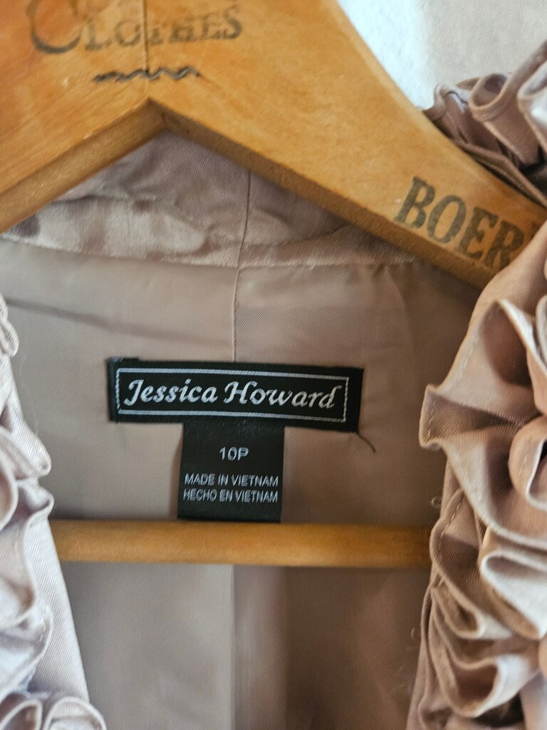 Jessica Howard 10 P Women's Light Dusty Pink dress and Ruffled Collar Blazer