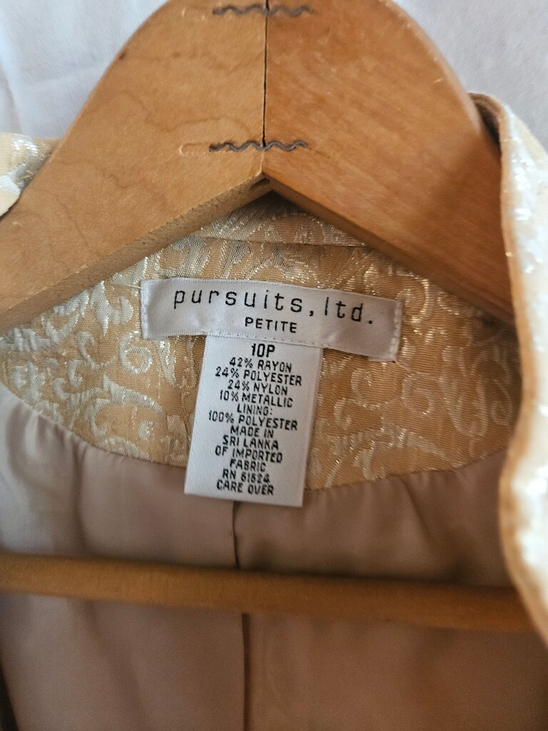 Vintage Pursuits Ltd. Petite Gold Jacquard Jacket