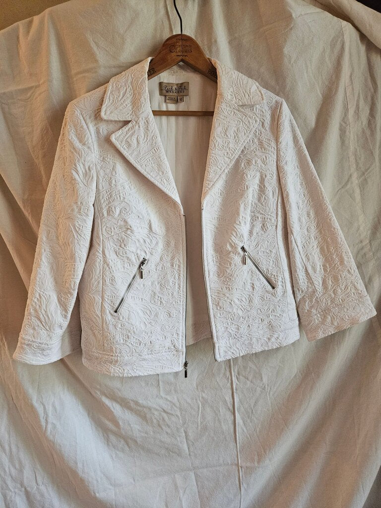 Peck & Peck Women's White Embroidered Jacket