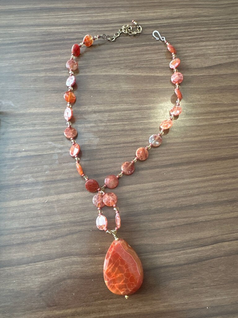 Red Agate Pendant Necklace