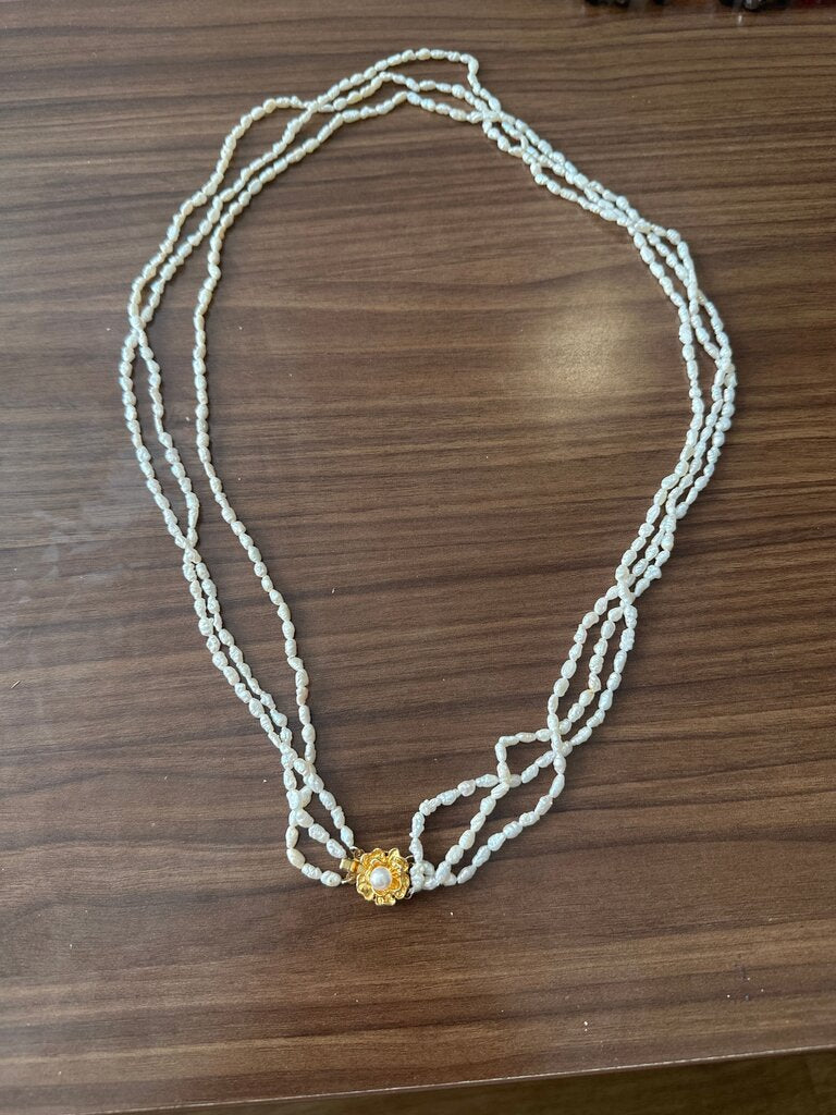 Vintage Pearl and Gold Beaded Necklace