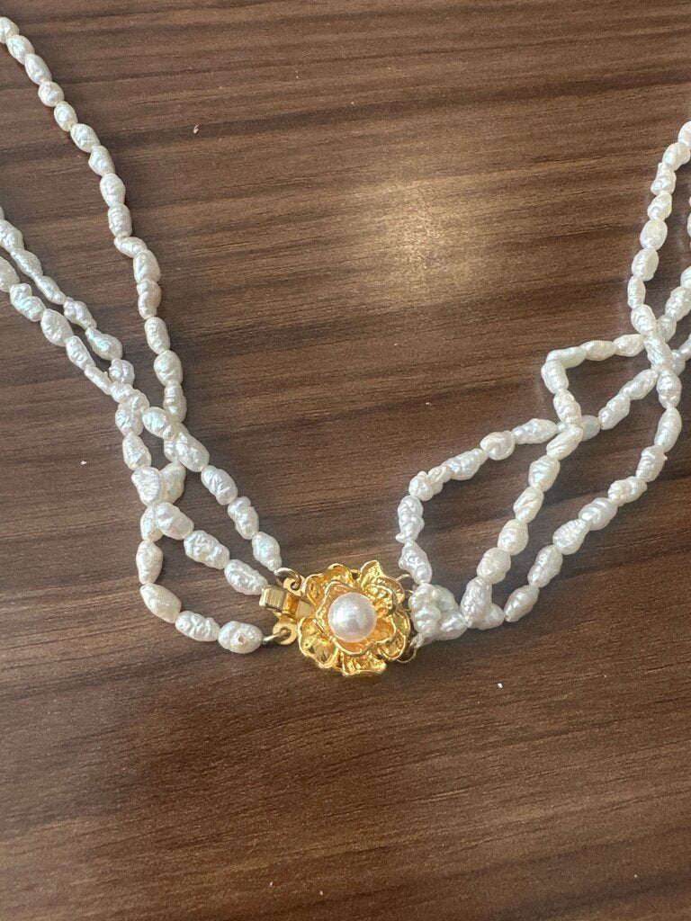 Vintage Pearl and Gold Beaded Necklace