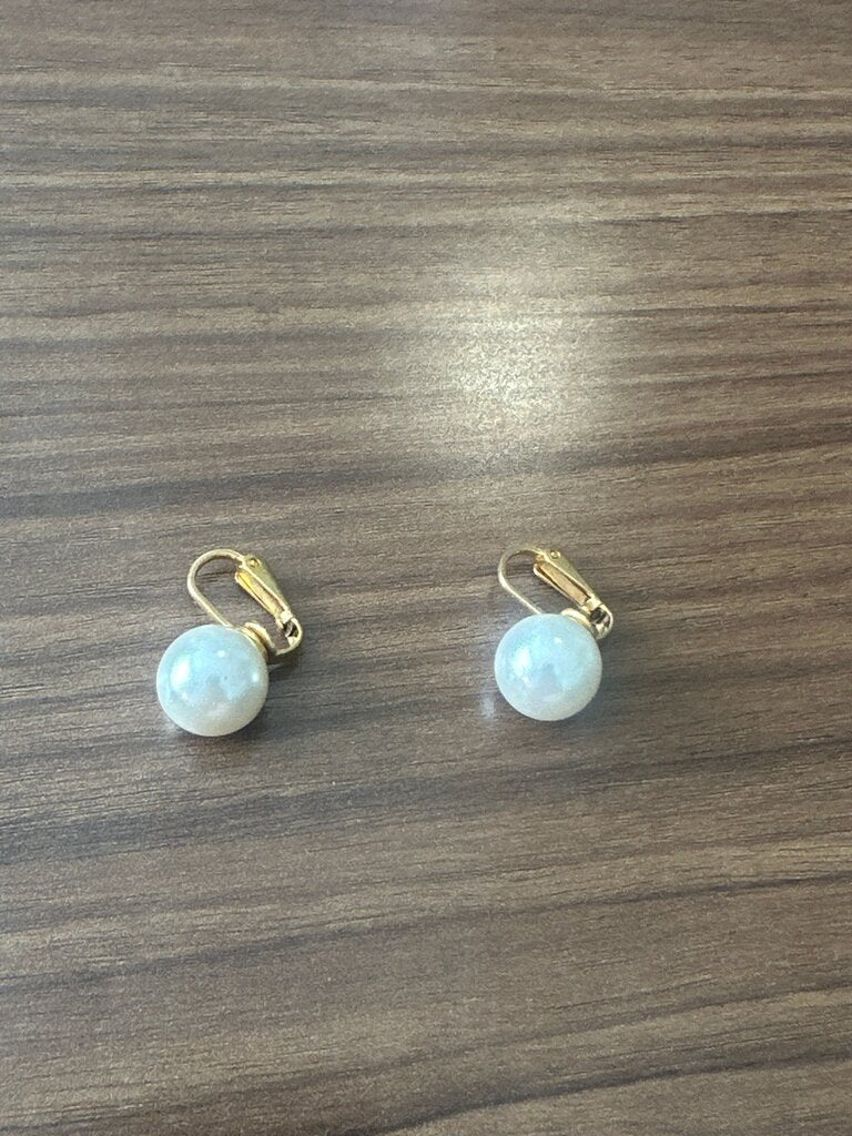Gold Clip-On Earrings with Pearl Detail