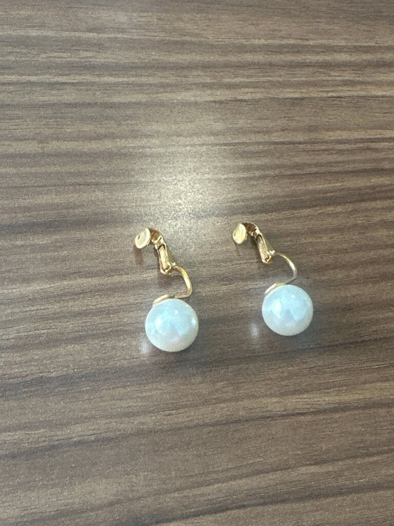 Gold Clip-On Earrings with Pearl Detail