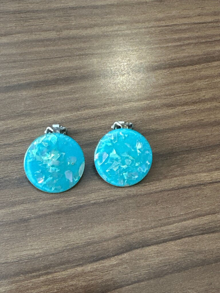 Turquoise Circular Clip Earrings