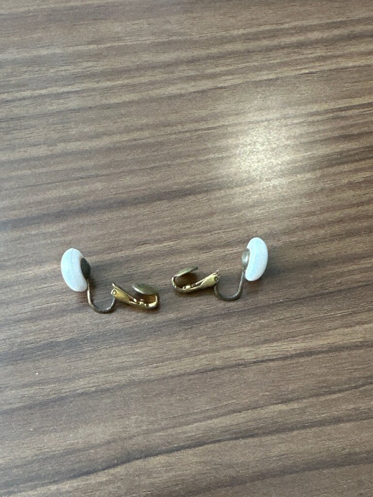 Vintage Clip-On Earrings with White Stone