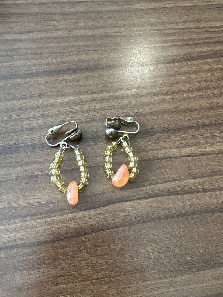 Elegant Gold and Coral Bead Earrings