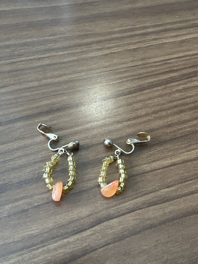 Elegant Gold and Coral Bead Earrings