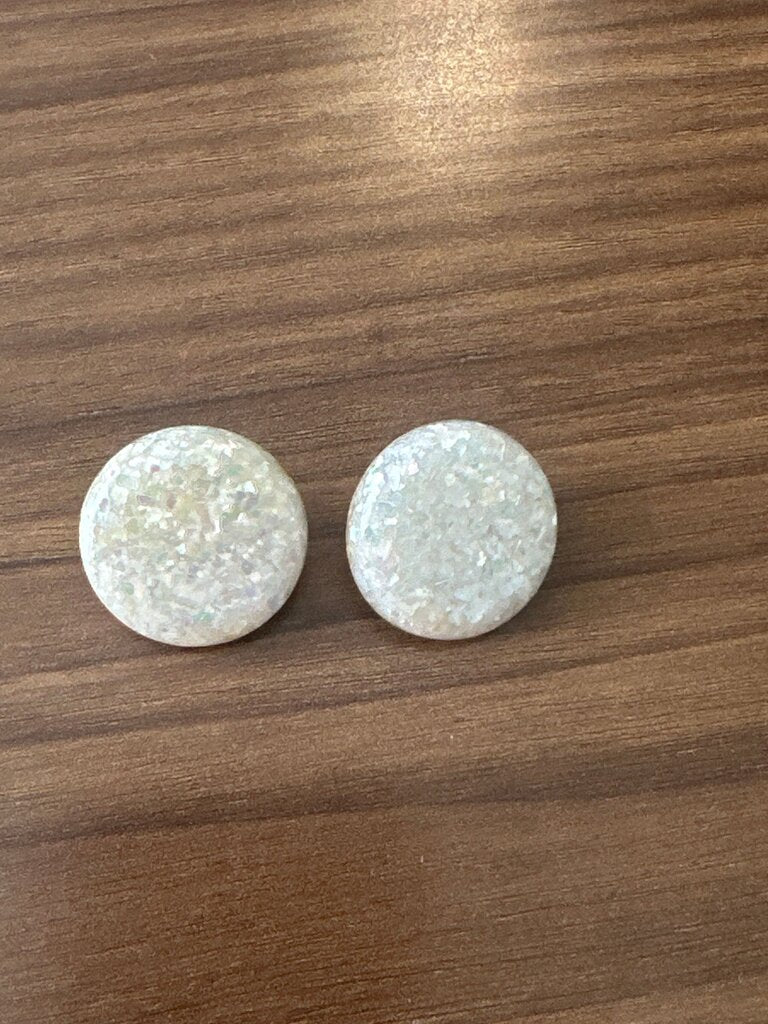 Vintage Clip-On Earrings with Opalescent Finish