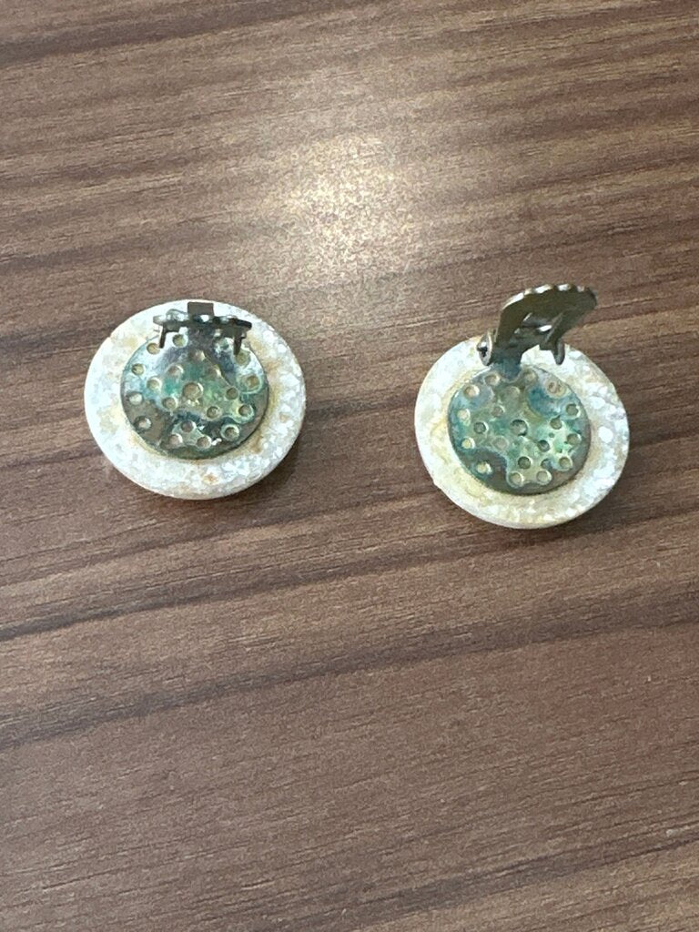 Vintage Clip-On Earrings with Opalescent Finish