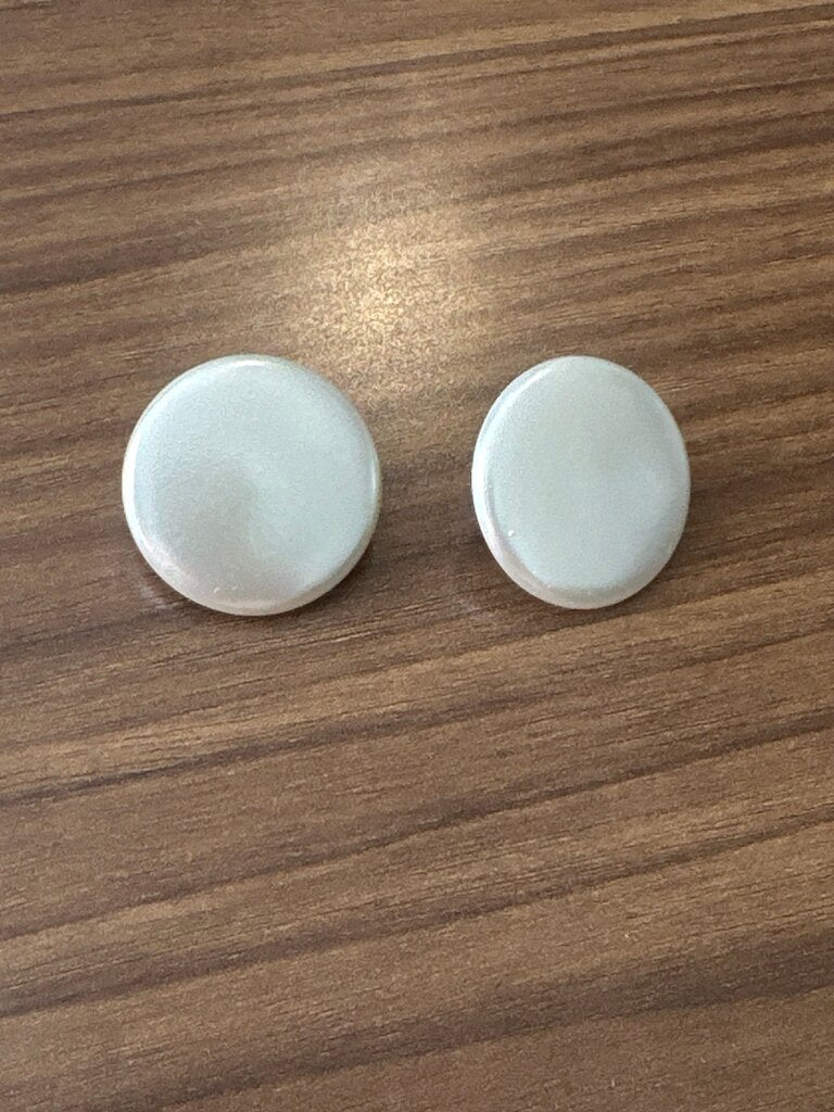 Vintage White Button Earrings