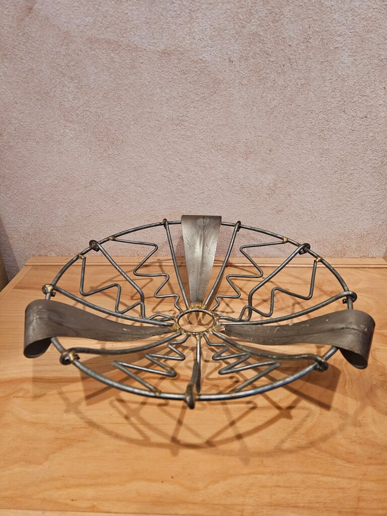 French Folk Art Metal Basket Bowl, Late 20th Century Art Deco Style