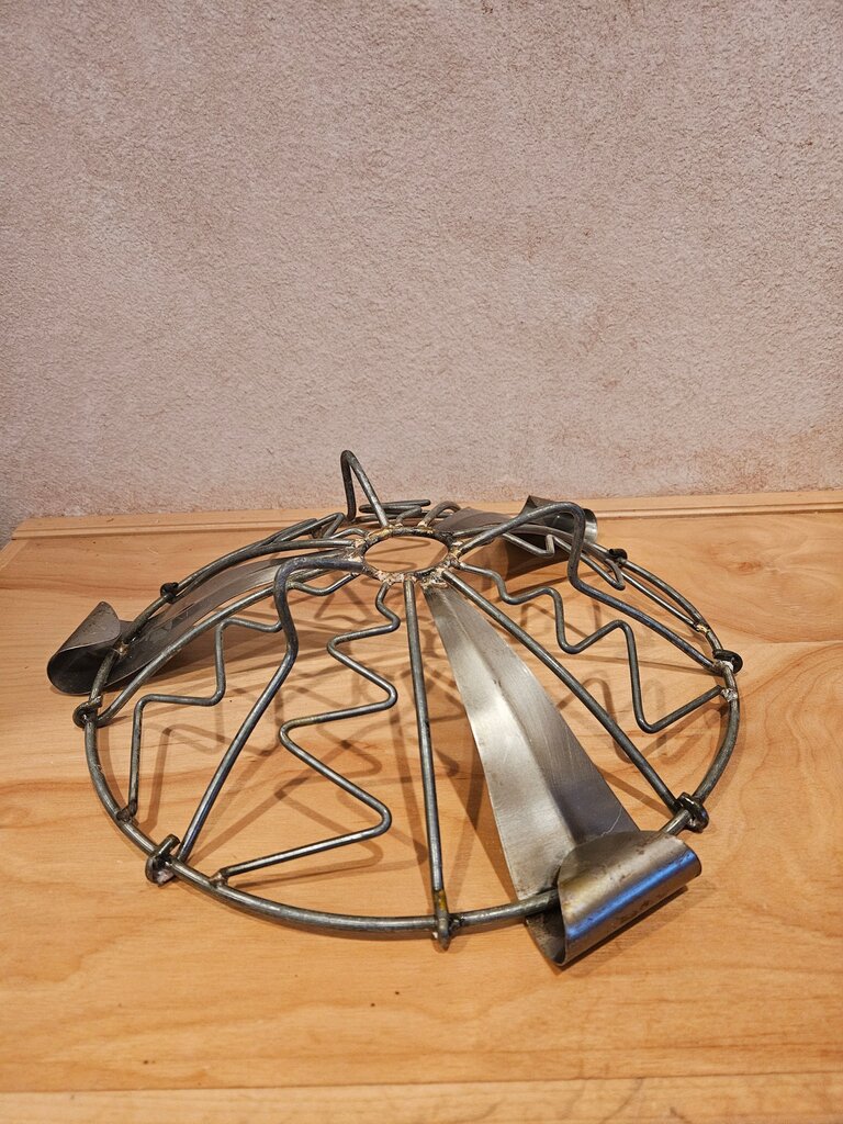 French Folk Art Metal Basket Bowl, Late 20th Century Art Deco Style