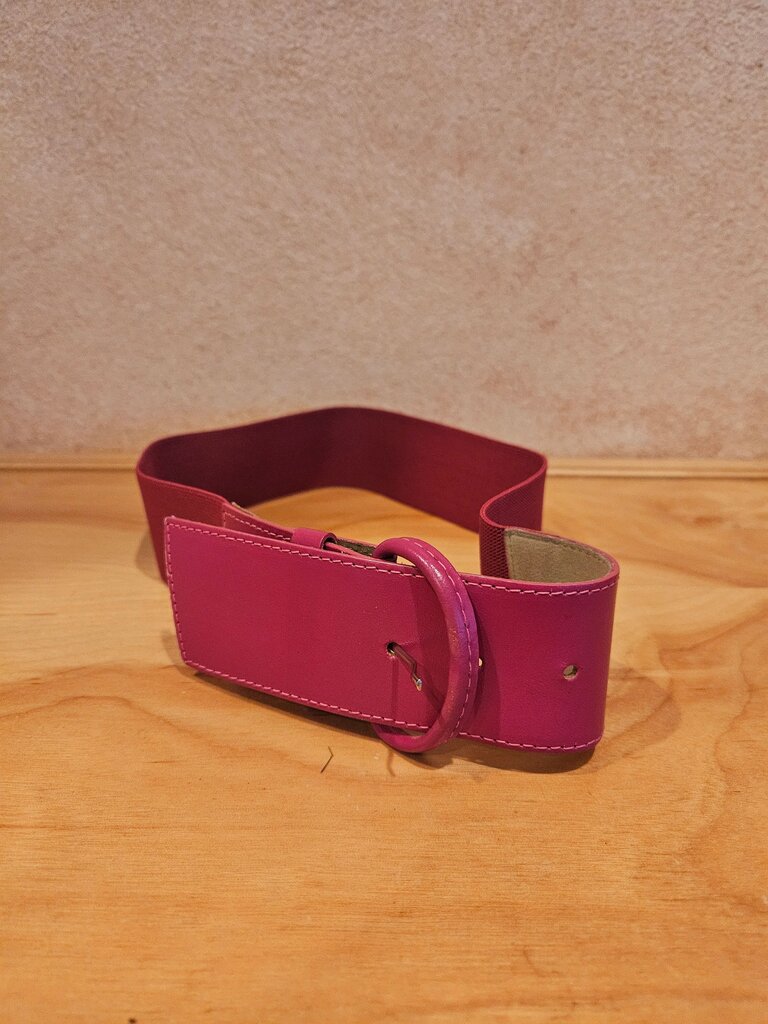 Vintage Wide Leather Belt Hot Pink stretchy belt statement accessory