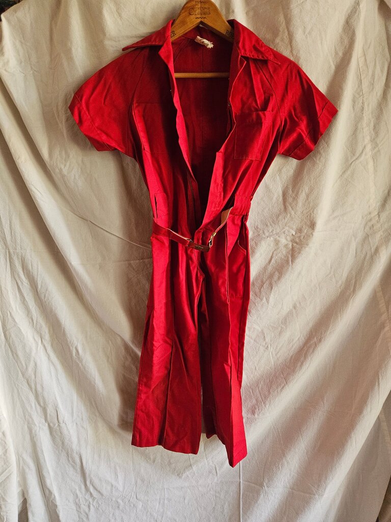 Red Linen Jumpsuit