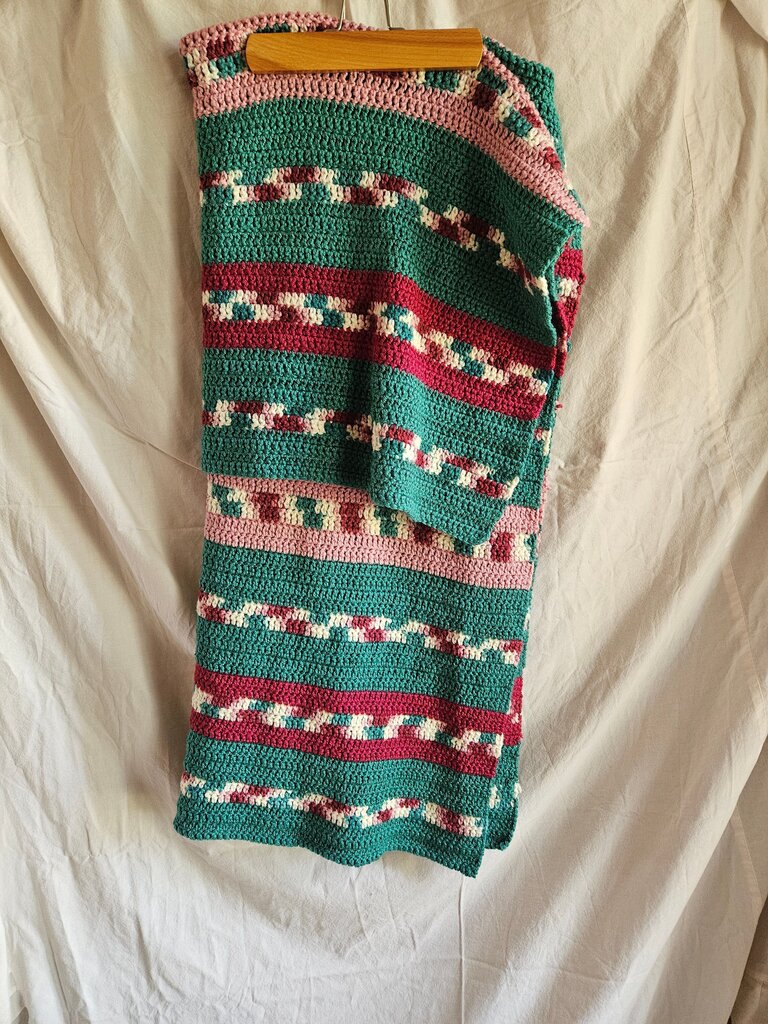 Handmade Crocheted Striped Throw Blanket