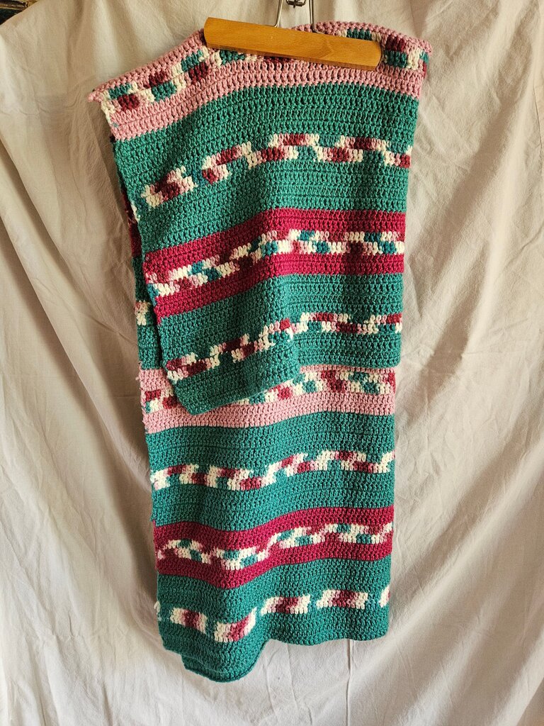 Handmade Crocheted Striped Throw Blanket