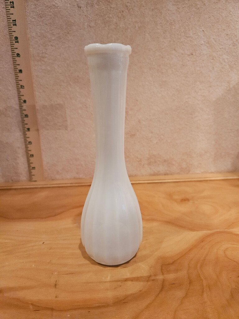 Set of Two White Milk Glass Bud Vases wedding, cottage core
