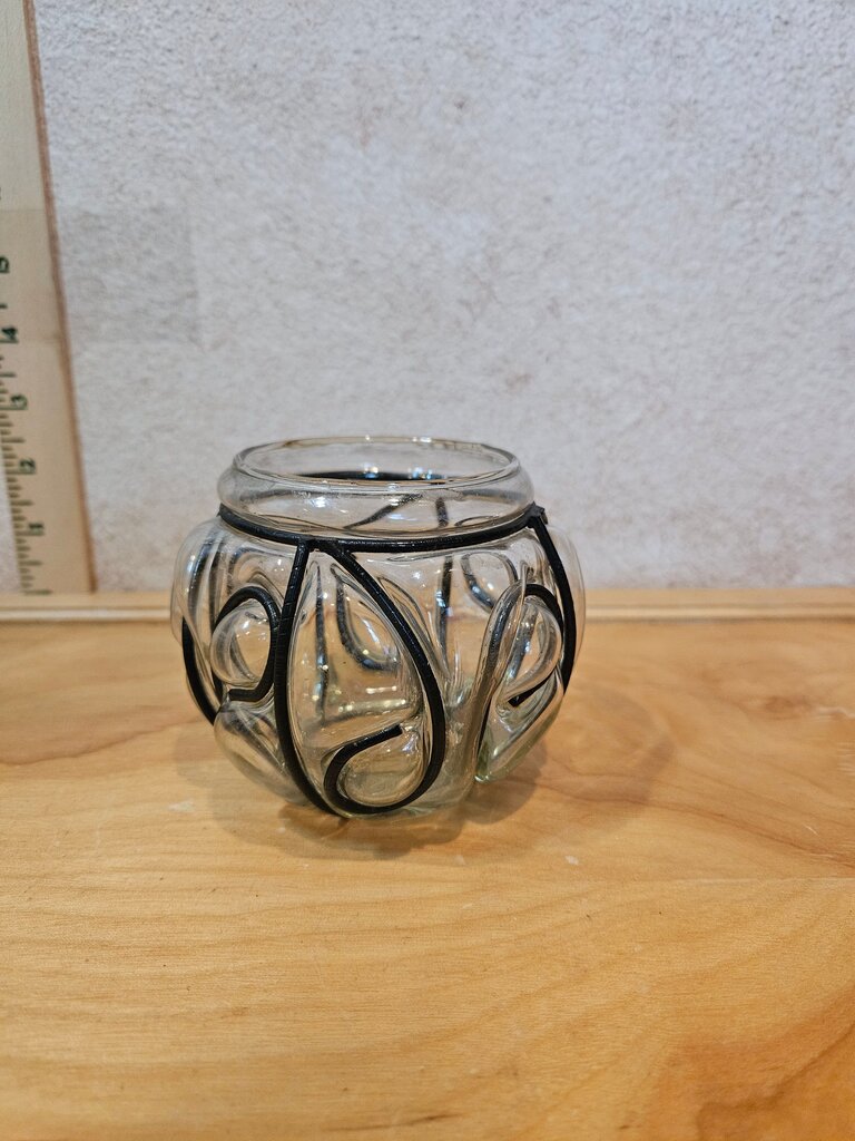 Caged Glass Wrought Cast Iron Candleholder for Votive Candle, Rustic Home, Tabletop Decor, Rustic Country Antique Light, Tea Light Holder