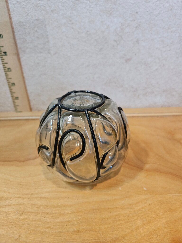 Caged Glass Wrought Cast Iron Candleholder for Votive Candle, Rustic Home, Tabletop Decor, Rustic Country Antique Light, Tea Light Holder
