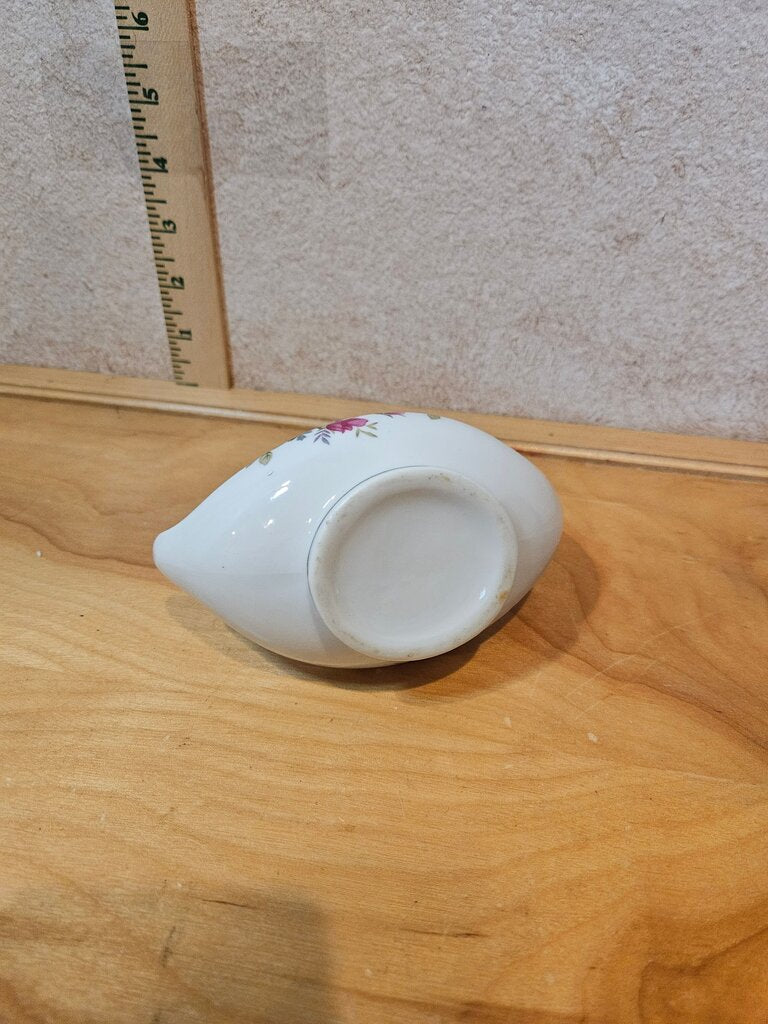 Vintage Ceramic Miniature Genie Finger Oil Lamp w Rose Pattern w/o Glass Chimney
