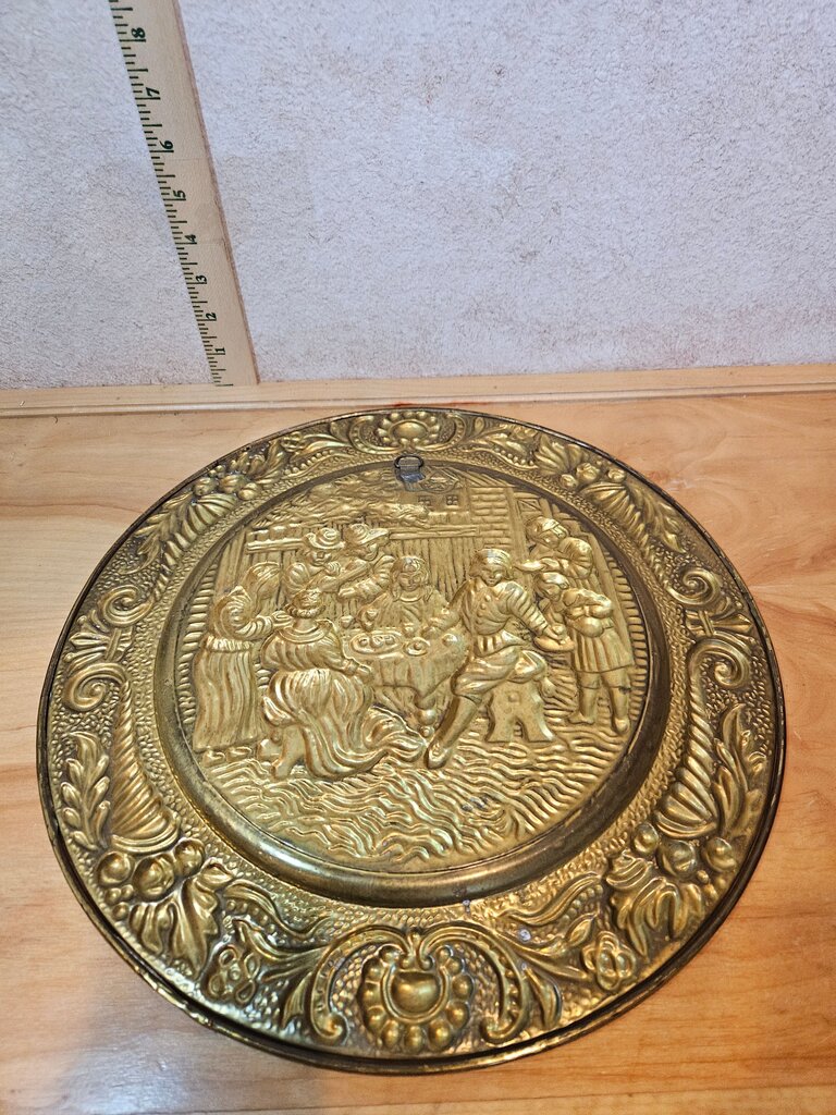 seller Pressed Tin Wall Art Plate Mid Century Colonial Decor Vintage England Decor