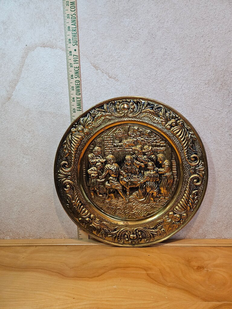 seller Pressed Tin Wall Art Plate Mid Century Colonial Decor Vintage England Decor