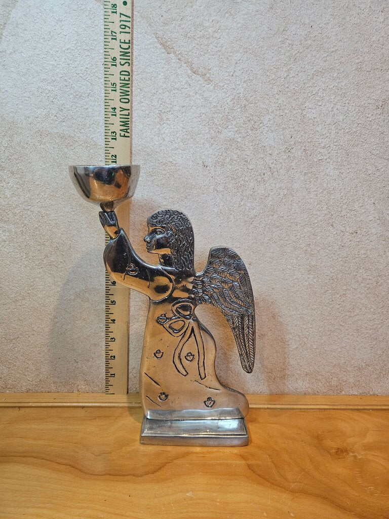Beautiful Aluminum Angel Candle Holders with embossed designs Rustic Boho Folk Art Country Farmhouse Holiday Decor